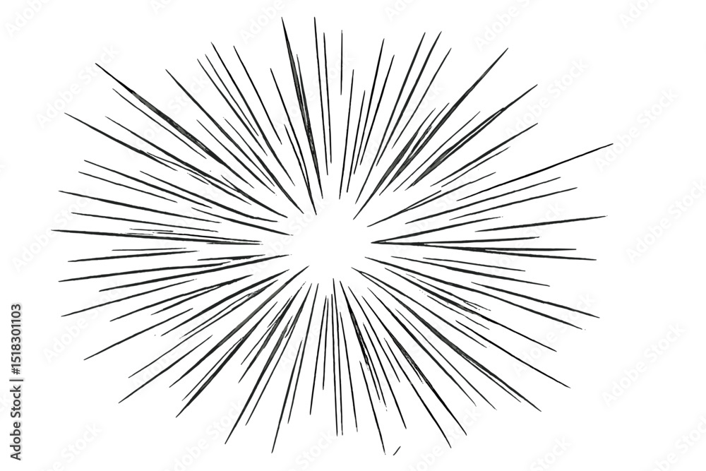 Aufkleber Dynamic abstract design featuring radial lines and starburst effect in a monochromatic style
