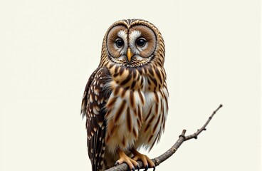 Realistic Owl Isolated on White Background – AI-Generated Image