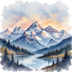 Obraz premium mountain landscape with lake and mountains