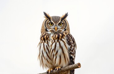 Naklejka premium Realistic Owl Isolated on White Background – AI-Generated Image