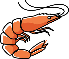 Clean Line Vector Shrimp for Modern Logo Template