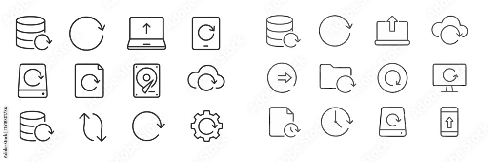 Leinwandbilder collection of diverse backup and synchronization icons representing data protection and cloud storag