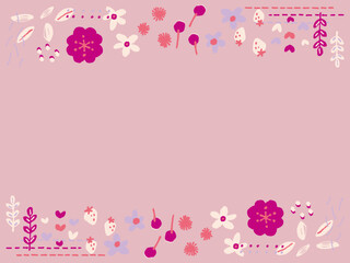 ピンクの花と白い花のフレーム