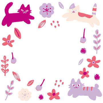 ピンク系かわいい猫のフレーム