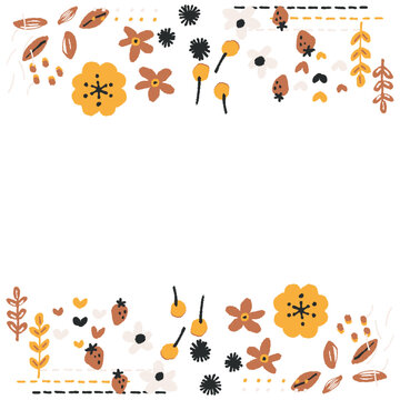 オレンジ系のかわいいボタニカルフレーム