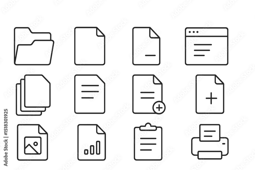 Poster Graphic representation of various document and file icons in a clean layout for digital organization