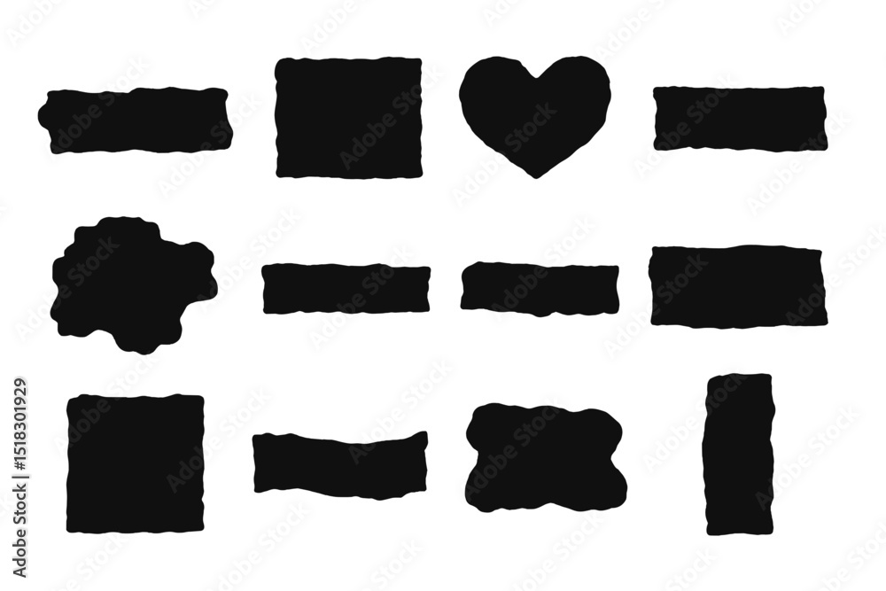 Aufkleber Various abstract black shapes and outlines arranged in a creative pattern suitable for design projects
