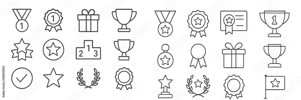 Aufkleber collection of award symbols and trophies featuring various designs for recognition and achievements 