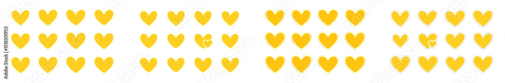 Poster Colorful display of hearts in a pattern on a bright background creating a joyful atmosphere for celebrations and events