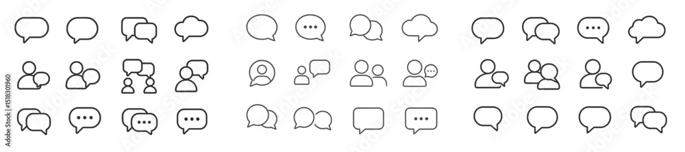 Leinwandbilder collection of speech bubbles and user icons depicting communication and social interaction in a mode