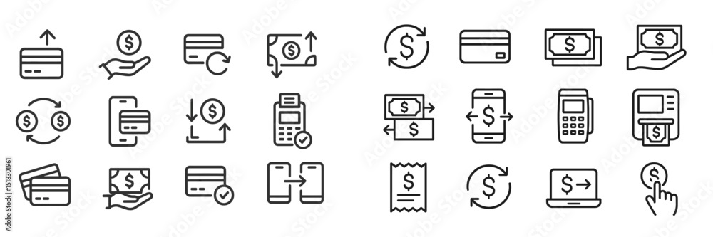 Leinwandbilder payment icons showcasing various financial transactions and methods for digital and physical payment
