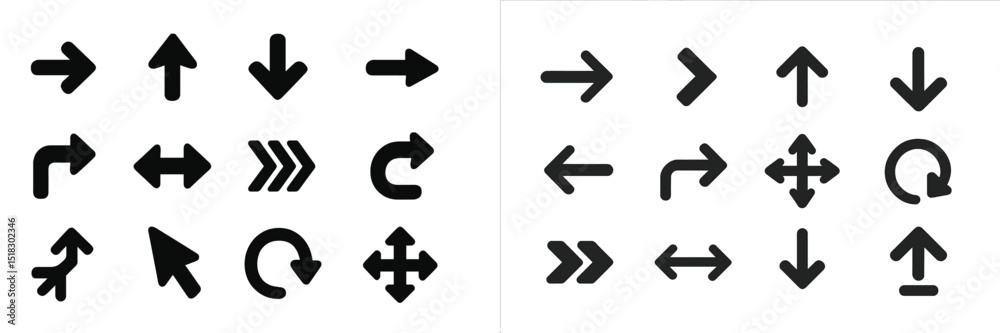Aufkleber Various directional and navigational icons featuring arrows and signs for orientation in design and communication