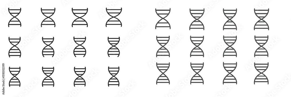 Aufkleber Repeated DNA strand illustrations arranged in two distinct patterns showcasing genetic structure in a modern layout