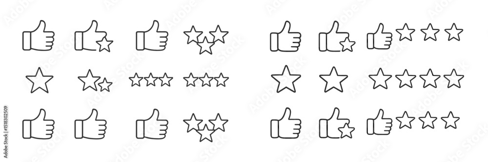 Aufkleber Feedback symbols showcasing various levels of approval and rating in a clear and simple design