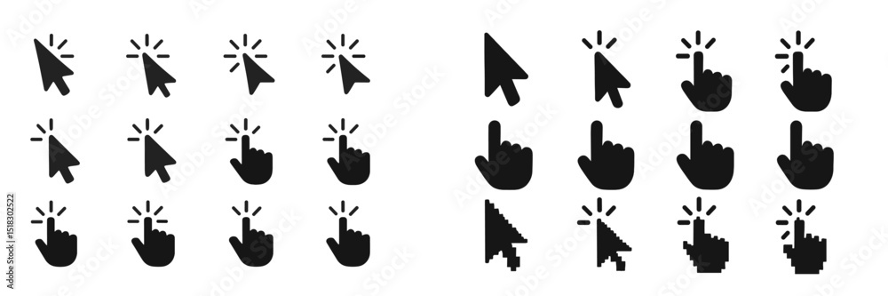 Leinwandbilder Variety of cursor icons used in digital interfaces showcasing click actions and interactions