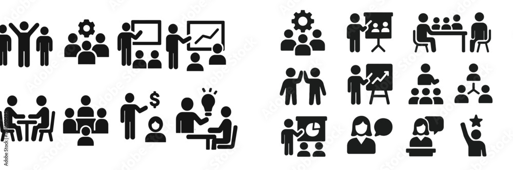 Leinwandbilder illustrations of various business and teamwork activities showcasing collaboration and communication