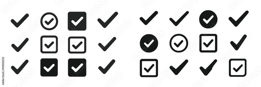 Leinwandbilder Visual representation of check marks and boxes arranged in different patterns and colors for design and organization purposes