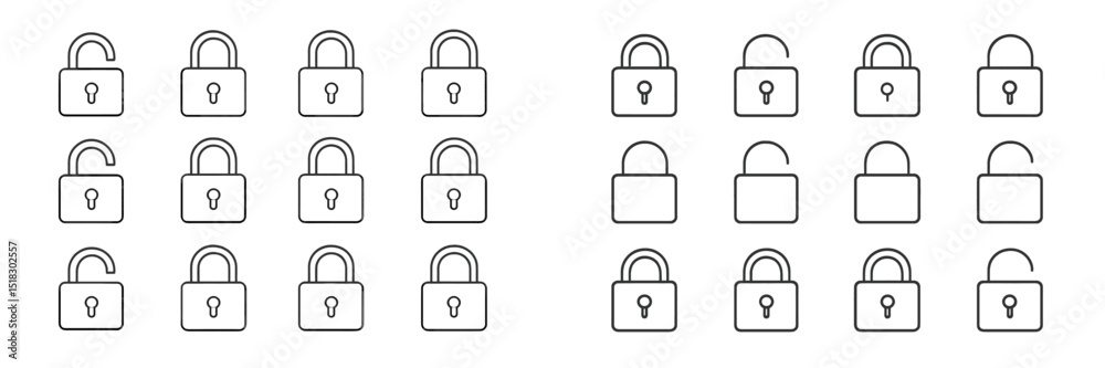 Aufkleber Various styles of padlocks displayed in a neat grid layout on a plain background