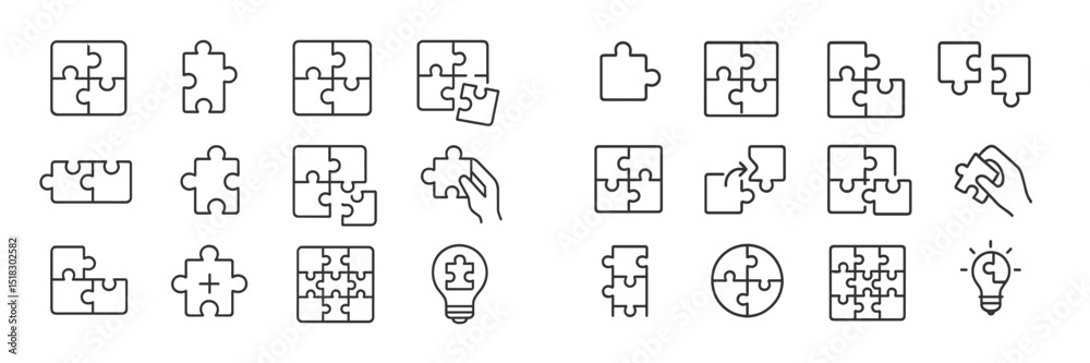 Poster puzzle pieces being assembled to create ideas and solutions in a creative workspace