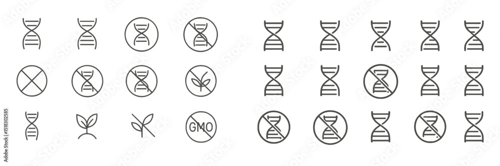Poster Variety of genetic modification symbols displayed in a clean layout on white background showcasing modern biotechnology concepts