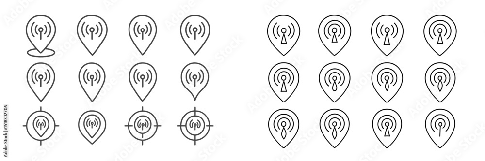 Fototapete Unique set of location markers representing signal strength and targeting concepts in simplified design