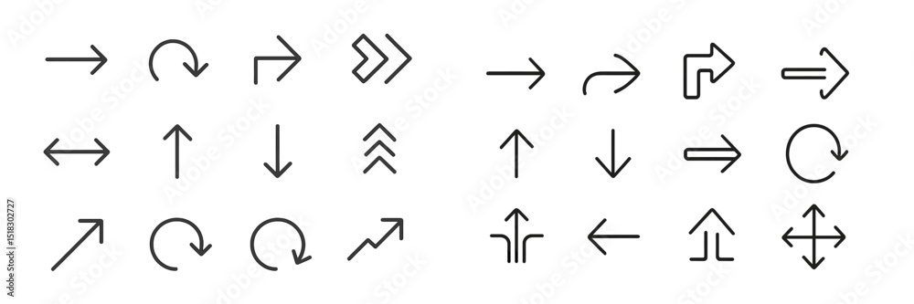 Aufkleber Vector symbols depicting arrows and directional signs for design and navigation purposes in various styles and orientations