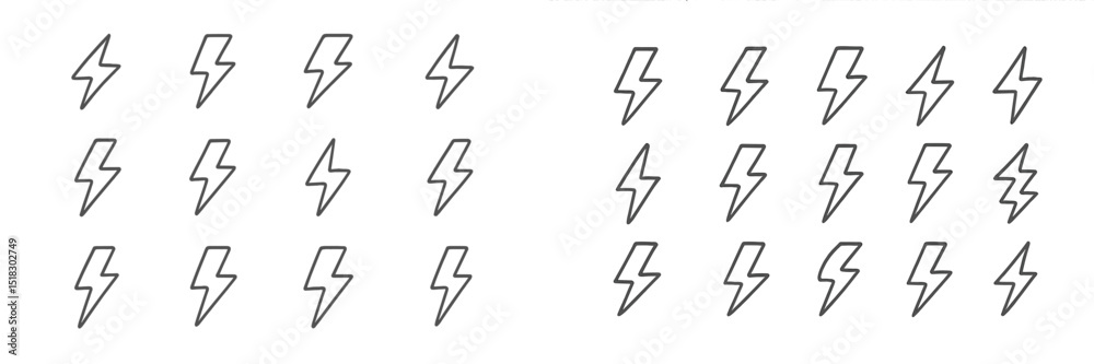 Aufkleber different arrangements of lightning bolt symbols on a clean background showcasing simple graphic des