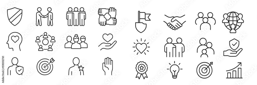 Poster Collaborative symbols representing teamwork, support, and unity in a community setting in a modern design