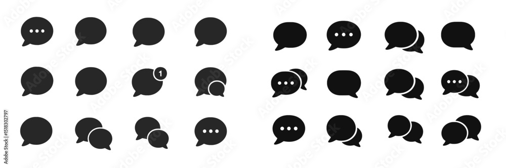 Aufkleber Unique collection of speech bubble icons in various styles and arrangements showcasing modern graphic design elements