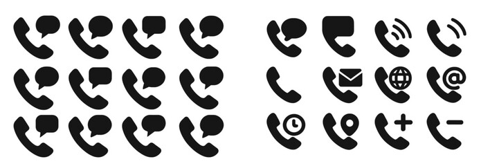 Various communication icons showcasing different methods of contact including phone and messaging options