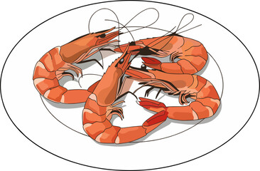 Shrimp Outline Vector in Stylized Tribal Pattern.