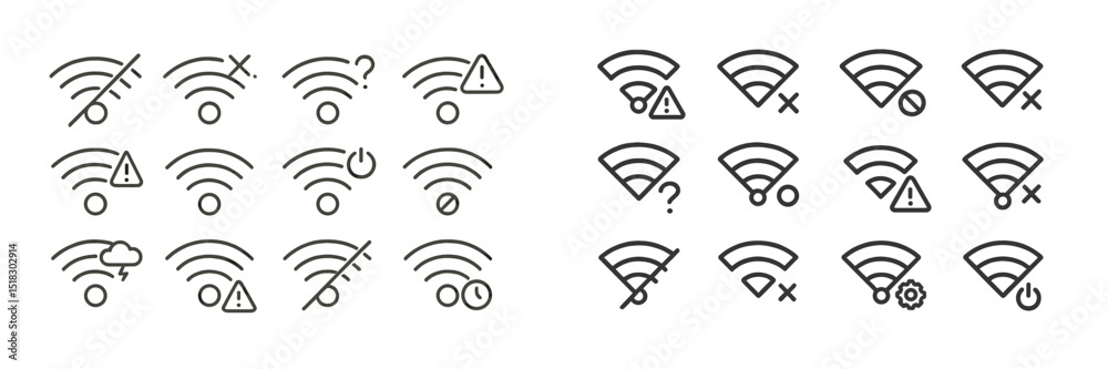 Aufkleber collection of internet connection status icons showcasing various connectivity conditions and signal