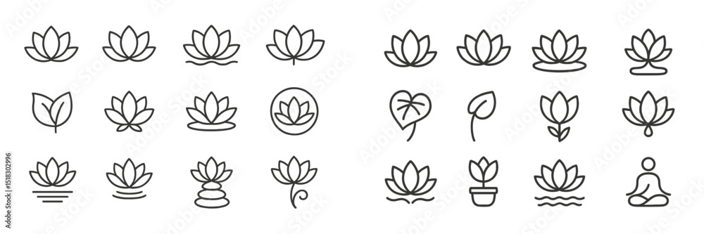 Poster elegant collection of lotus flower and leaf designs with various shapes and outlines suitable for ar