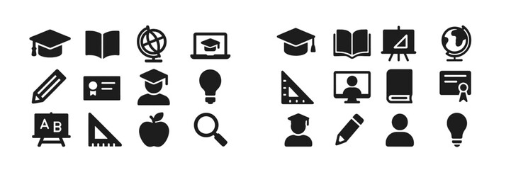 Educational symbols representing learning, knowledge, and student achievements in a modern classroom setup