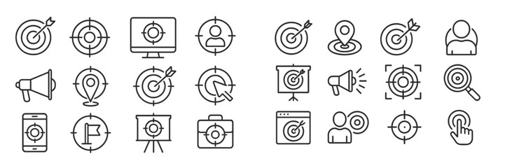 Diverse icons representing target audience concepts in marketing and communication strategies