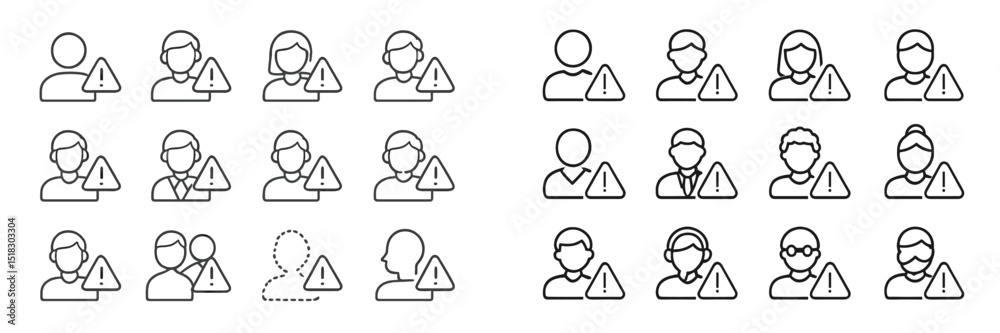 Leinwandbilder user profiles with warning symbols indicating potential issues and alerts in a digital environment