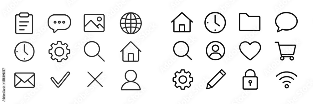 Leinwandbilder collection of diverse icons representing digital tools and communication methods in a minimalist sty