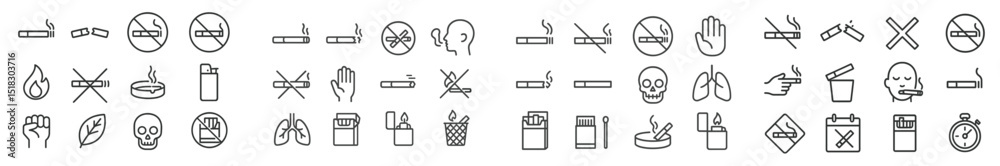 Aufkleber Collection of no smoking signs and warnings displayed in various styles and formats for public health awareness