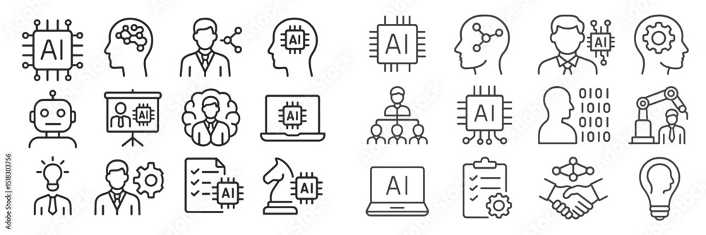 Aufkleber Diverse representations of artificial intelligence concepts and applications in various fields of technology and business
