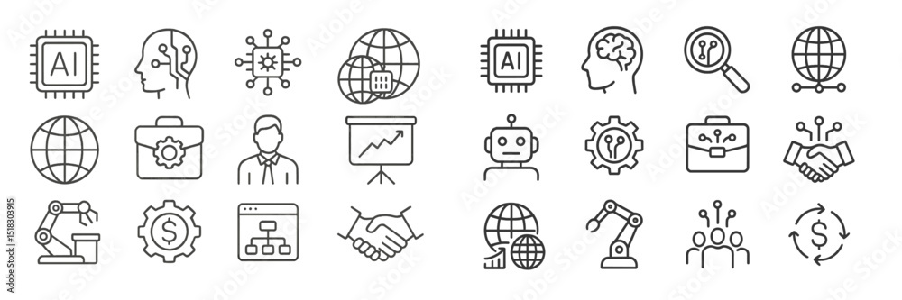 Leinwandbilder Exploring the impact of artificial intelligence through various icons representing technology and collaboration