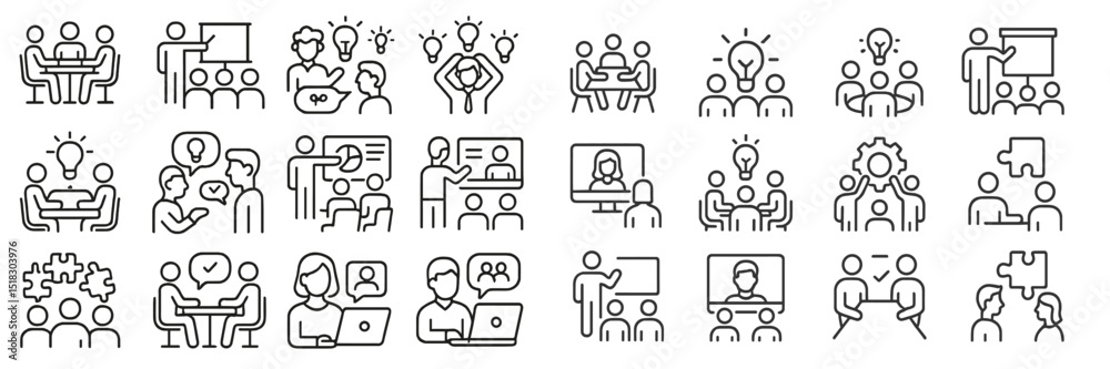 Poster Collaborative brainstorming and teamwork concepts illustrated with simple icons for business communication