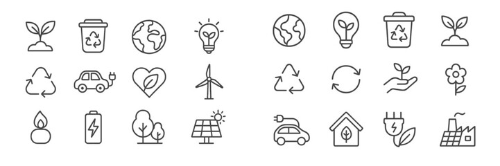Icons representing environmental awareness and sustainability in a modern design