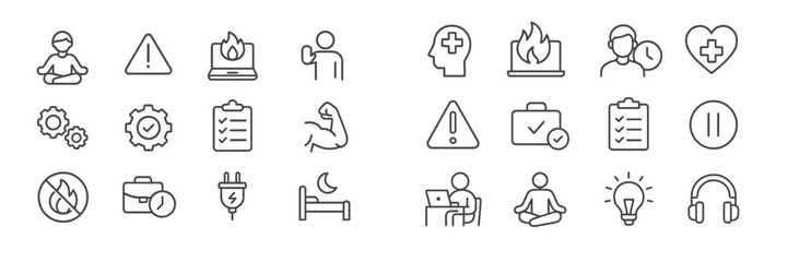 Various icons representing health, safety, and wellness activities for a balanced lifestyle