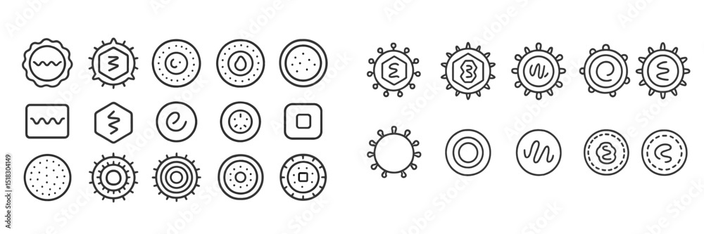 Leinwandbilder Unique collection of abstract geometric shapes and icons arranged in a grid pattern for design and illustration purposes