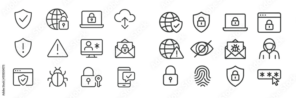 Leinwandbilder collection of cybersecurity icons representing various protection measures and online safety practic