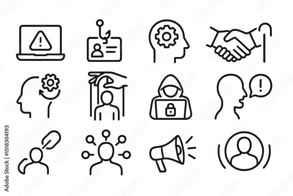 Poster Understanding cybersecurity threats and protective measures through visual icons in modern digital communication