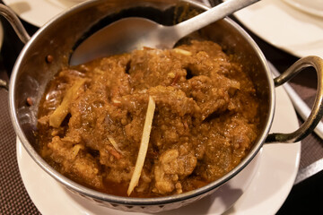 Beef (Yak) korma curry has a milder flavor than the typical curry, with main flavors coming from coriander, fennel, and cumin. It's creamy and not spicy, and North Pakistan on the table.