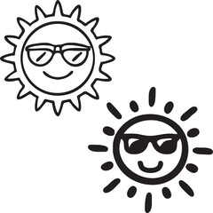 Cartoon Sun Character Wearing Sunglasses