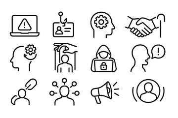 Understanding cybersecurity threats and protective measures through visual icons in modern digital communication