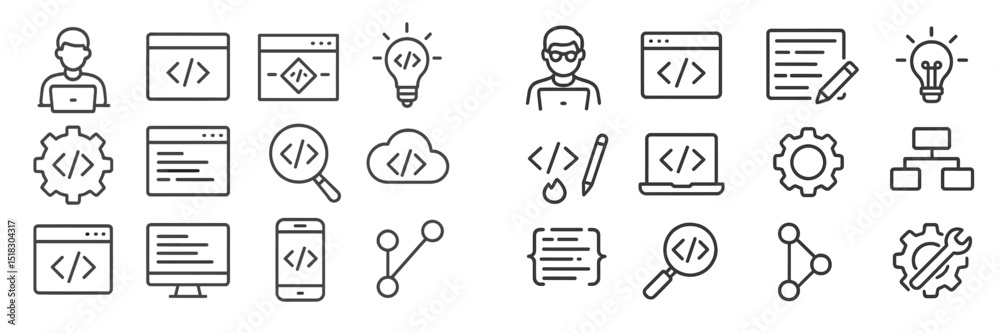 Fototapete icons represent coding, technology, and creativity in a modern workspace setting capturing the essen